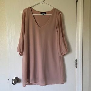 Lulus Blush Shifting Dears Long Sleeve Dress